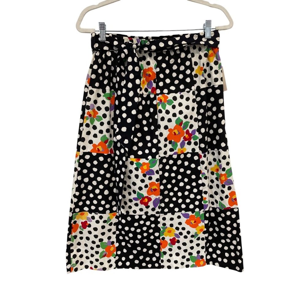 80s Vintage Sanibel Sport Skirt Size Medium Polka Dot Floral Boho Deadstock NEW